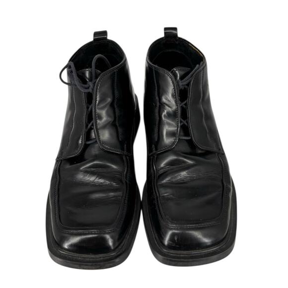 Vintage 90s Kenneth Cole Square Toe Ankle Boots Mens Size 10 Black Leather - Picture 2 of 13